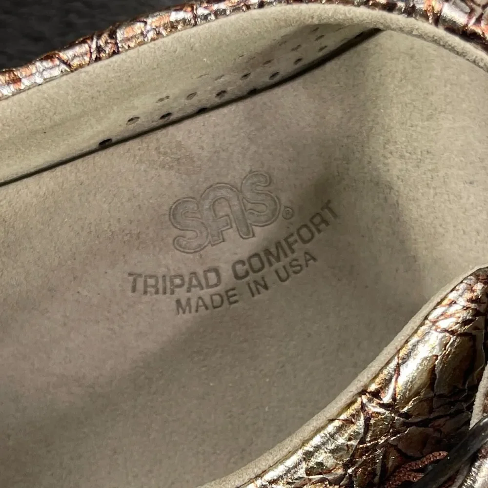 SAS Sandals Women 10 Bronze Ginger Metallic Crackle Comfort Slingback - Picture 9 of 9